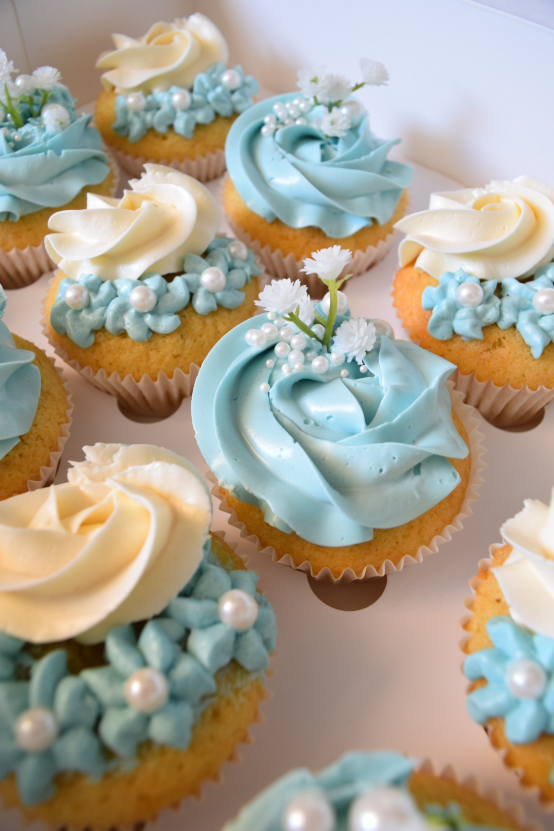 Cupcakes blauwe bruiloft cupcakes
